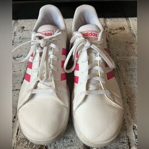 Adidas White and Pink Striped Sneakers